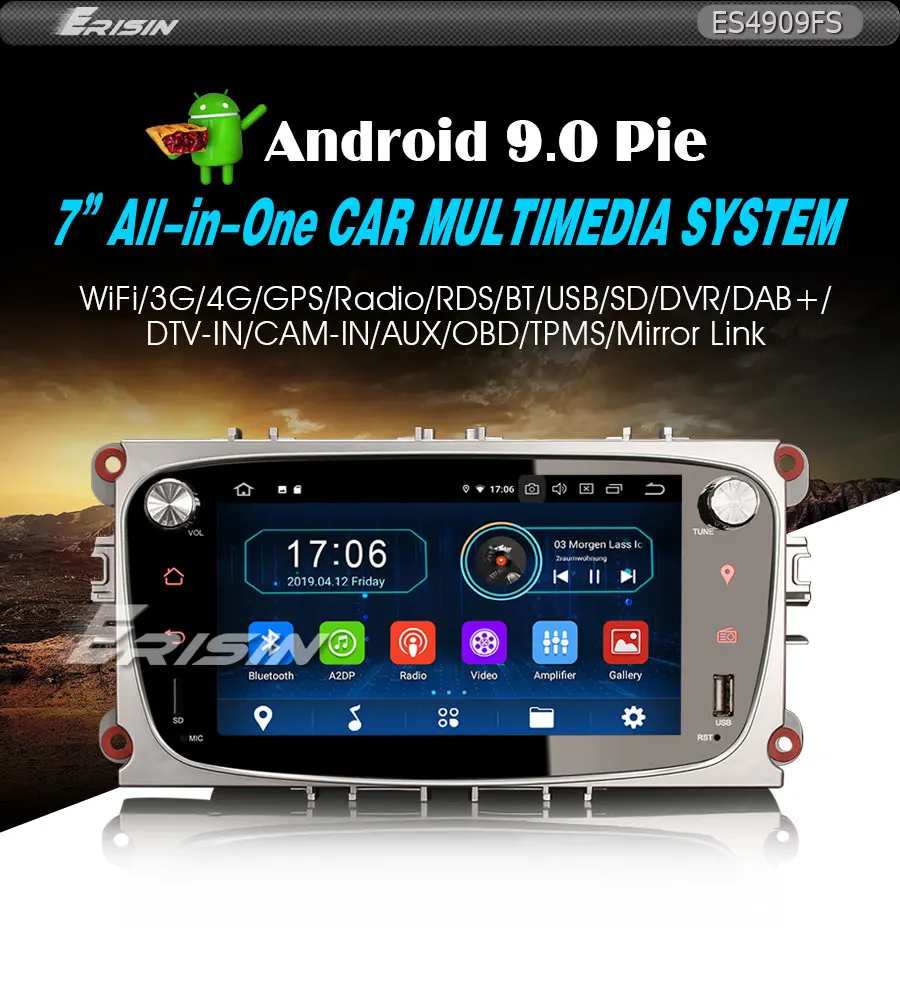Perfect 7" Android 9.0 OS Car DVD Multimedia GPS Radio for Ford Focus 2007-2010 & S-Max 2008-2011 & C-Max 2008-2010 & Galaxy 2010-2011 2