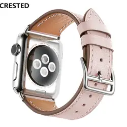 Хохлатая кожаный ремешок для Apple Watch группа 44 мм 40 мм один тур iWatch серии 3 2 1 браслеты женская мода мужчины браслет ремень