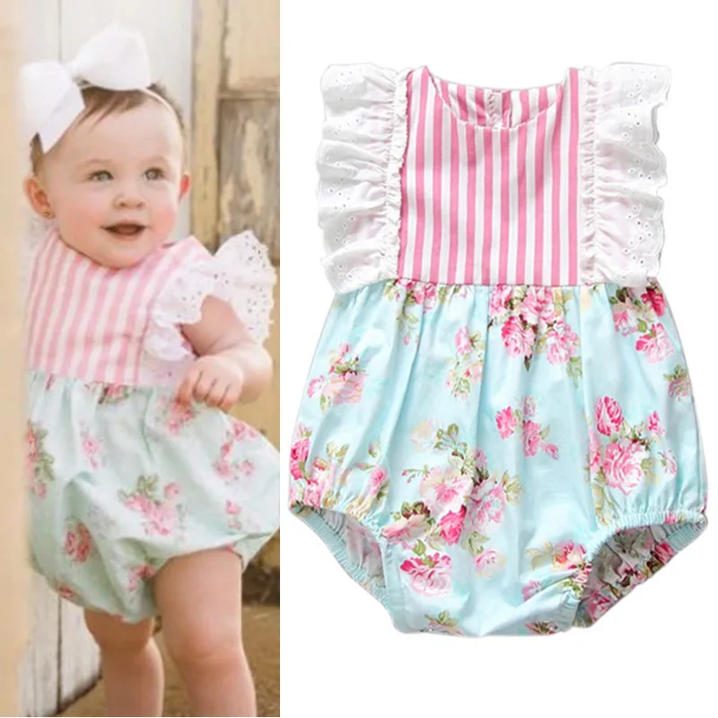 

Fashion Newborn Baby Cute Jumpsuits Lovely Baby Girls Romper Floral Print Princess Girl Clothes