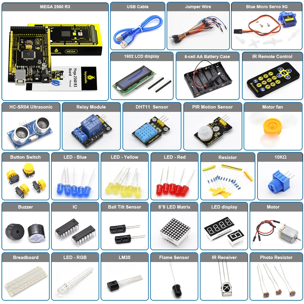 Новинка! Keyestudio базовый стартовый V2 комплект для Arduino UNOR3/Mega DIY проекты ж/Подарочная коробка