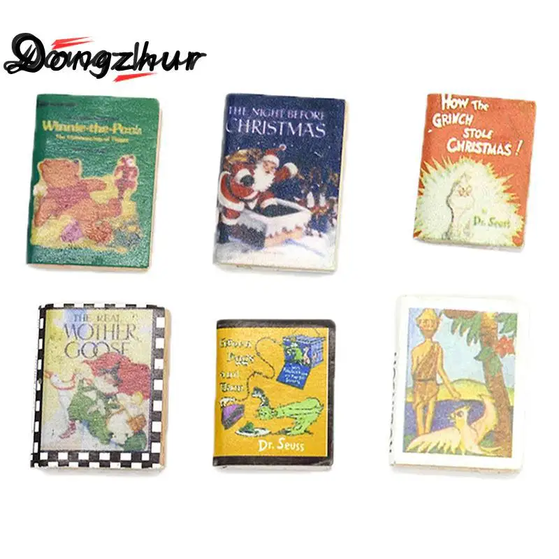 6pcs/Lot Dollhouse Miniature 1:12 Comic books Colorful Wooden Books Miniaturas Casa De Munecas 1:12 Dollhouse Kit Accessories