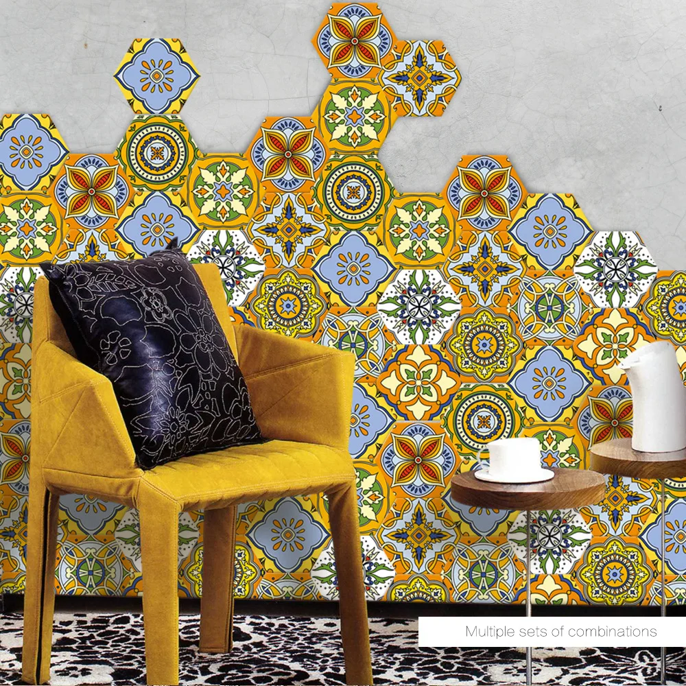 

Funlife Waterproof Floor Sticker, Moroccan Style Home Decor Tile Sticker, Anti-slip Self-adhesive Stickers for Living Room Decal