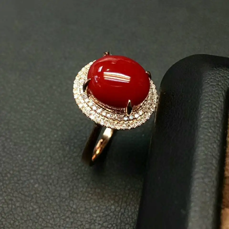 

[MeiBaPJ The Spirit of the Sea Precious Red Coral Gemstone Ring for Women Real 925 Sterling Silver Fine Jewelry