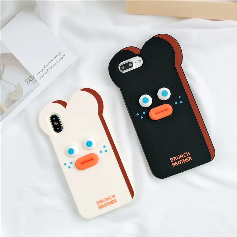 

Silicone Cute Luxury Case For iphone 6 6S 7 8 Plus Phone Cases For iphone X Xs Max Xr cover cartoon Toast bread Squishy