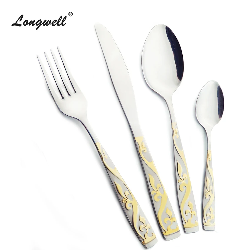 Cheap Dinnerware Set Gold Plated Dinner Set Fork Knife 24 Pieces