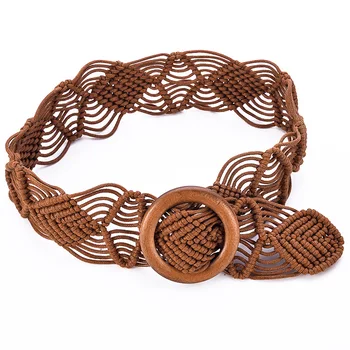 

10PCS/LOT SINGYOU Vintage Bohemian Style Knitted Belt for Women Fashion Ring Buckle Ladies Waist Belt Cinturon Mujer
