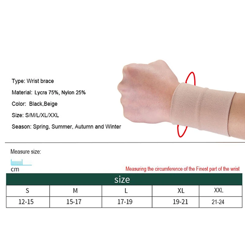 Pair CompressionZ Compression Wrist Sleeves Sprains Sports & Injury