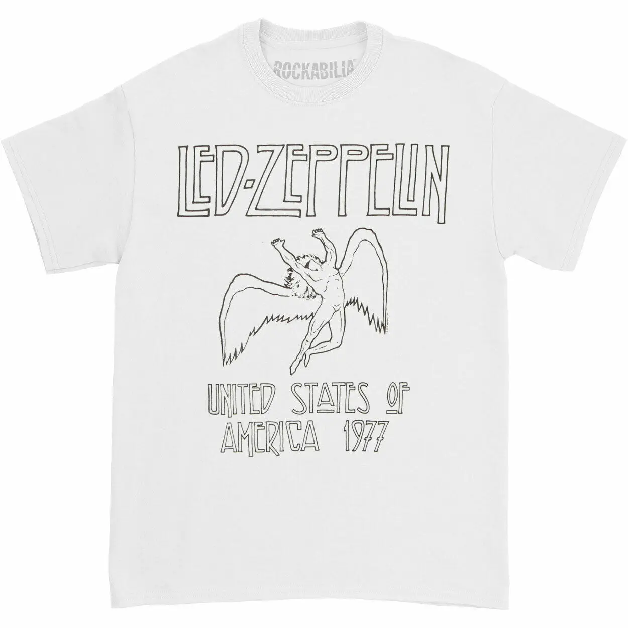 

Led Zeppelin Men's USA 77 White Tee / Black Print T-shirt White