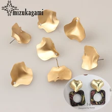 Цинковый сплав золотой моды 3D лепестки серьги основа разъем 20 мм 6 шт./лот для DIY Изготовление сережек аксессуары