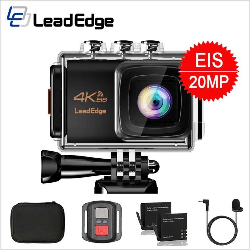 

LeadEdge LE7000 Action camera 4K 30FPS 20MP EIS External microphone WiFi waterproof Helmet Cam Pro underwater go Sport camera