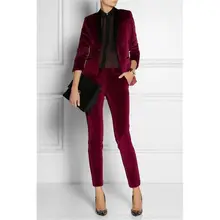 NEW Burgundy Womens Business Suits Ladies Elegant Pant Suits Female Trouser Suit
