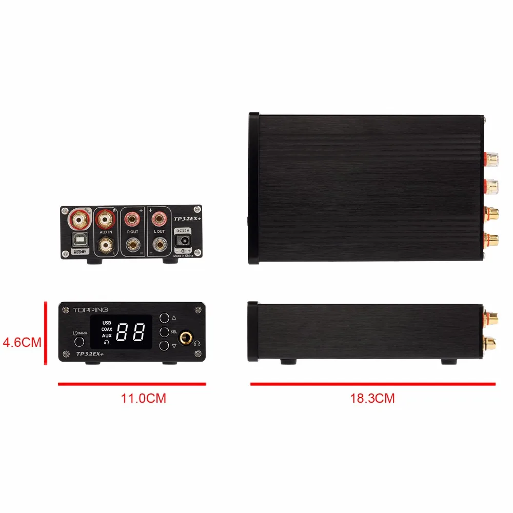 Топпинг TP32EX+ Портативный цифровой HiFi мощность USB DAC декодер аудио усилитель аудио предусилитель 75 Вт* 2 Выход для наушников