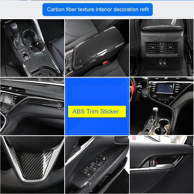2P Red ABS Car Co-pilot Storage Box handle Trim Cover For Toyota Camry 2018 2019