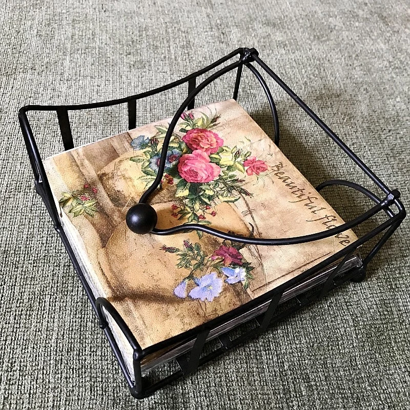 European Vintage Tissue Box Cute Napkin Box Metal Tissue Holder Retro