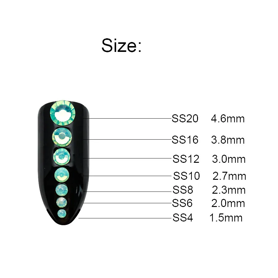 Стразы для маникюра смешанного размера с опалом и кристаллами SS4~ SS20 3D очаровательные стеклянные стразы с плоской задней стороной, не исправляющие ногти, украшения для ногтей MJZ2115