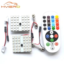 T10 RGB 5050 12smd автомобиля дистанционного управления LED RGB автомобилей Светодиодная панель интерьер Авто Огни Чтения Купол гирлянда BA9S адаптер DC 12 В свет