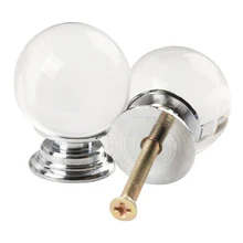 8 шт. диаметр 30 мм прозрачный круглый шар Хрустальная ручка для шкафа выдвижная ручка для шкафа, поставляется с 3 видами винтов