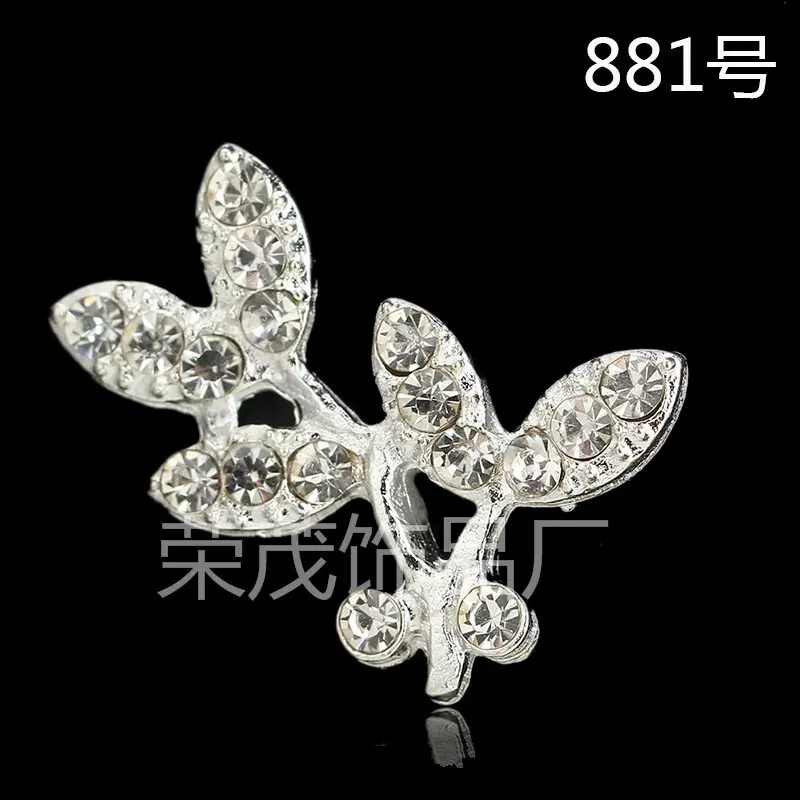 

50pcs/lot New Silver Color Clear Crystal Leaf Charms Pendant Fanshion Jewelry Findings Handmade Craft 14*27mm