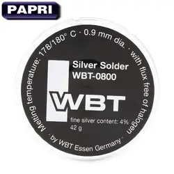 PAPRI 1 рулон/42 г WBT-0800 0,9 мм 4% Ag серебряный припой Германии Проволочный припой Сварка провода