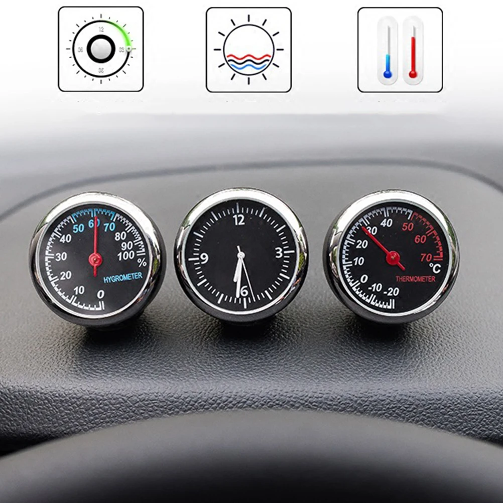 

3pcs/set Electronic Car Thermomete Clock Luminous Mechanical Clock Thermometer Hygrometer Steel Core voiture Car Accessories