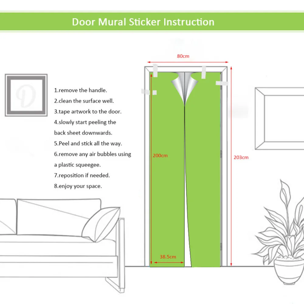2 шт./компл. 3D двери Наклейки самоклеящиеся декоративные плакат Спальня обновления Водонепроницаемый DIY двери Обои Дизайн и декор 200*77 см