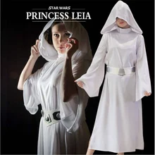 Фильм Звездные войны Leia Organa Solo костюм для косплея, для взрослых Хэллоуин вечерние женские белые длинные платья
