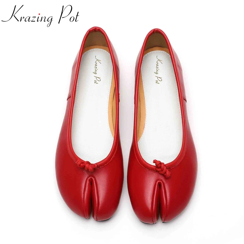 Krazing pot 2018 flats strange toe full grain leather superstar fashion dance ballet women shoes soft sole superstar shoes L09