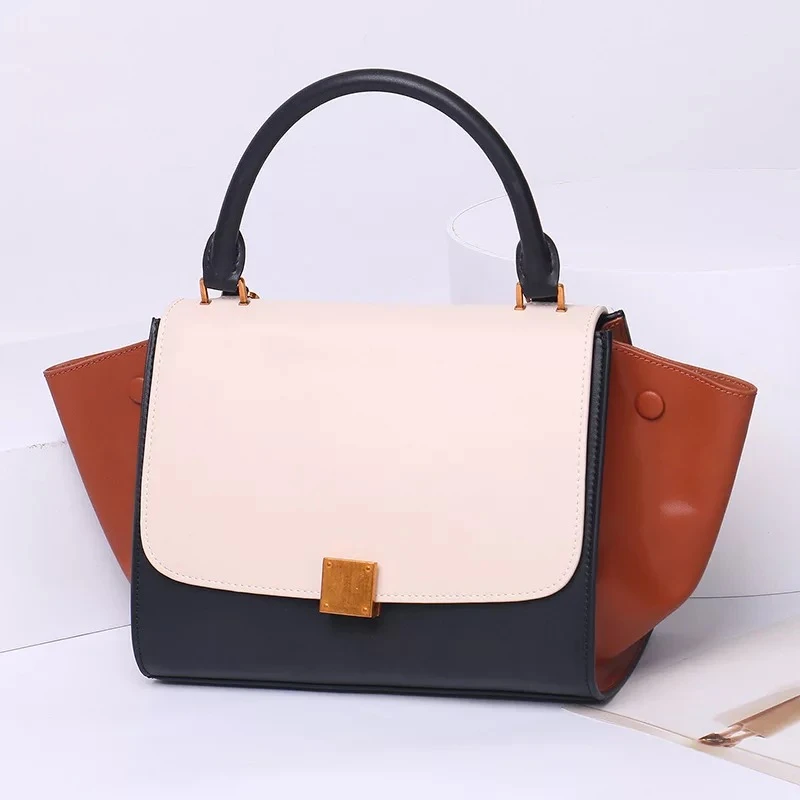 Qualité Célèbre Haute En Sacs Color White Épaule Brown Sourire Sac Marque Feminina Luxe À Bolso Véritable And Tea milk Totes Cuir Designer Trapèze De Visage Main Mode rrC6Zq