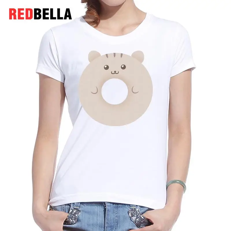 REDBELLA Kawaii забавная Футболка женская хлопковая Mulheres кошки модные однотонные