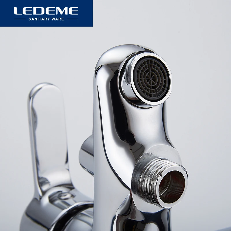 LEDEME Bathtub Faucet 1 set for Bathroom Outlet Pipe Chrome Plated Bath Bathtub Faucets Surface Brass inside Faucets Head L3003