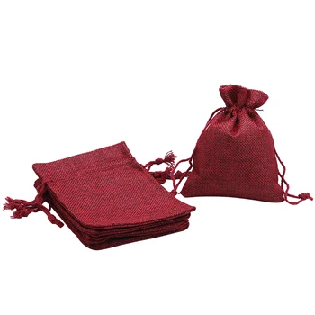 

Free Shipping 100Pcs 12*10cm Brown Linen Drawstring Pouch Jewelry Bag,Christmas/Wedding Gift Gunny Bag