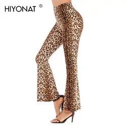 Hiyonat Высокая талия леопардовым принтом брюки 2019, женская обувь осень весна женская мода сексуальное облегающее вечернее мотобрюки клуб