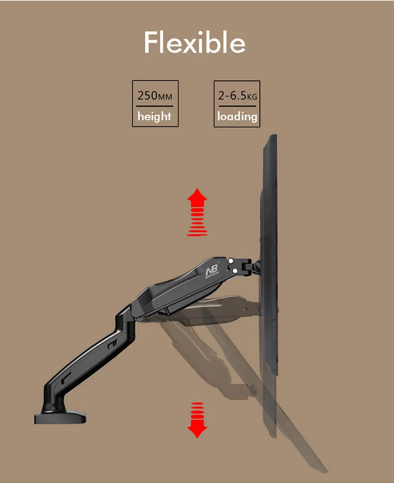 Монитор держатель NB F80 Desktop1"-27" ЖК-дисплей светодиодный рычаг-держатель монитора газовая пружина полный движения крепление для телевизора с вертикальной загрузкой 2-6.5kgs