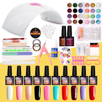 

Nail Polish Set 36W LED Lamp 10Pcs UV Gel Nail Polish Set All For Pedicure Manicure Tools Nail Art Glitter Power Gel Polish Set