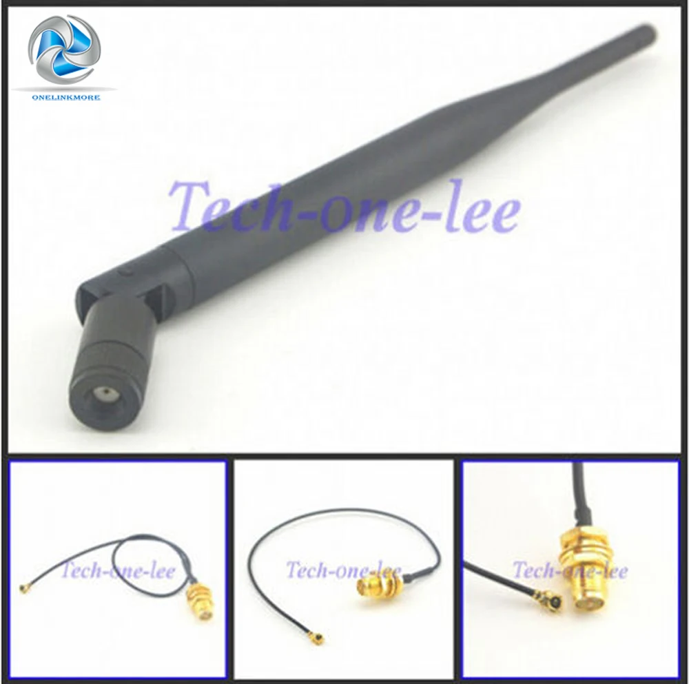  2.4 GHz 5dBi Antenna wifi RP-SMA Male For PCI Card USB Wireless Router + RP SMA Jack (Male Pin) to ufl./ IPX 1.13 Pigtail Cable 
