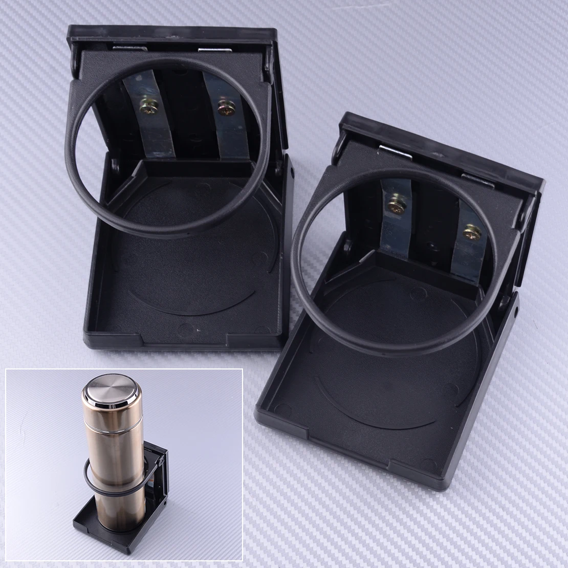 beler 2pcs Black Universal Cup Holder Foldable Cans Drink Storage Box
