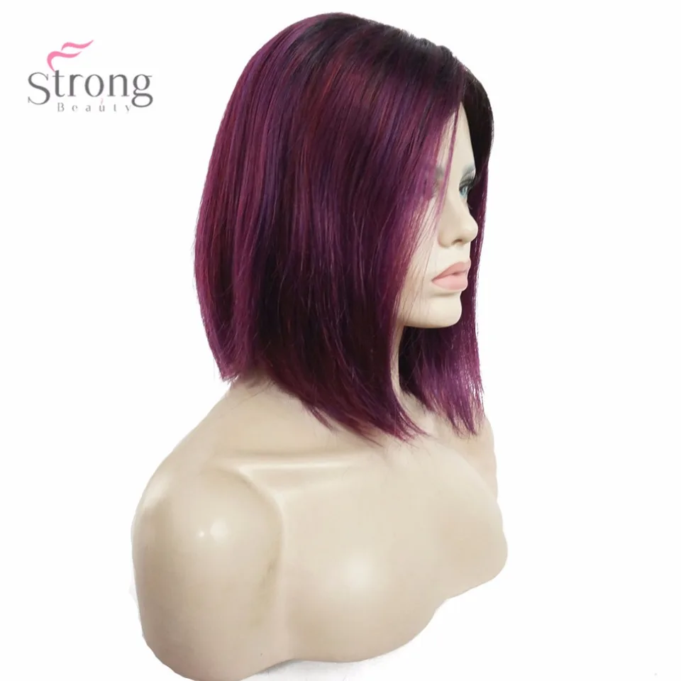 Strongbeauty Women S Wig Synthetic Hair Burgundy Purple Medium Bob