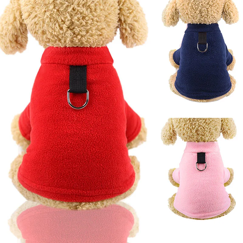 

Pet Dog Cat Stretch Fleece Vest Clothes Pullover Fleece Vest Jacket Sweater Kitty Cat Small Dog Fleece Coat with Leash Ring