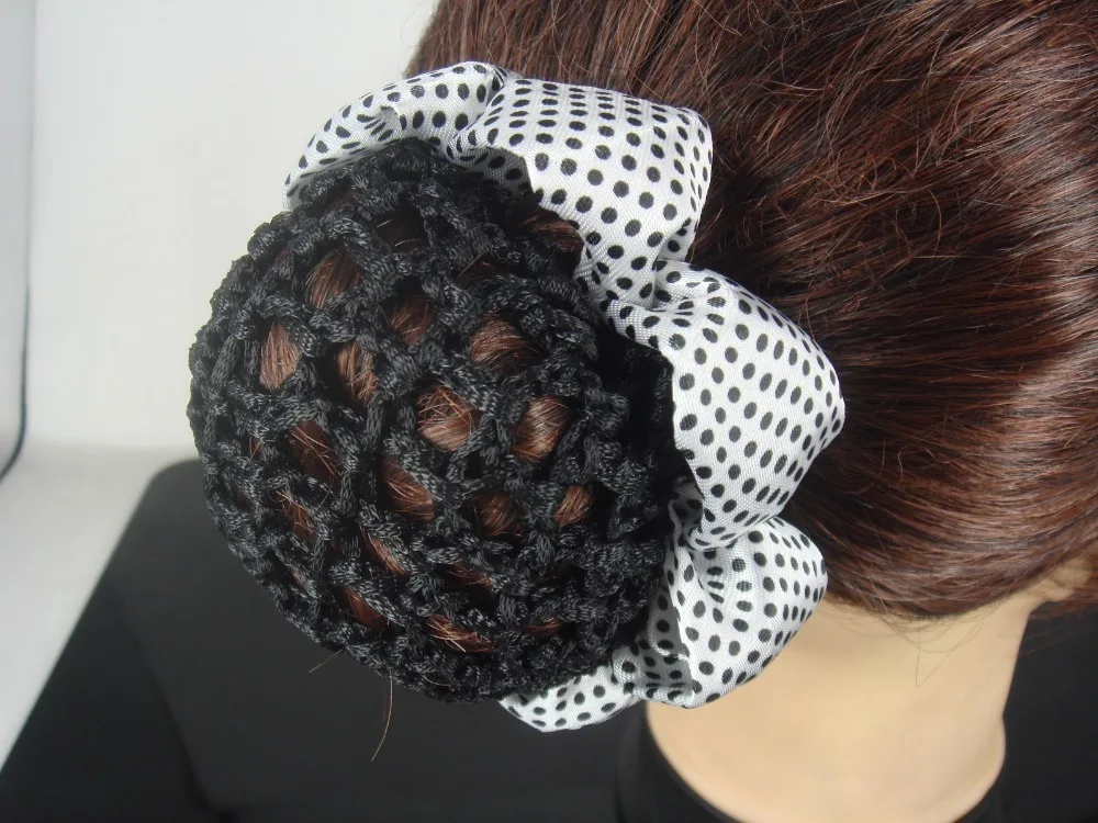 

1PCS Horse Show Pinup Dressage Crew Burlesque Plain Bun Cover Bow Hair Snood Net