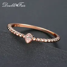 Двойные простые 1 мм широкие кольца для женщин и девушек, новинка, кольцо в форме капли воды с цирконием и кристаллами DFR421M