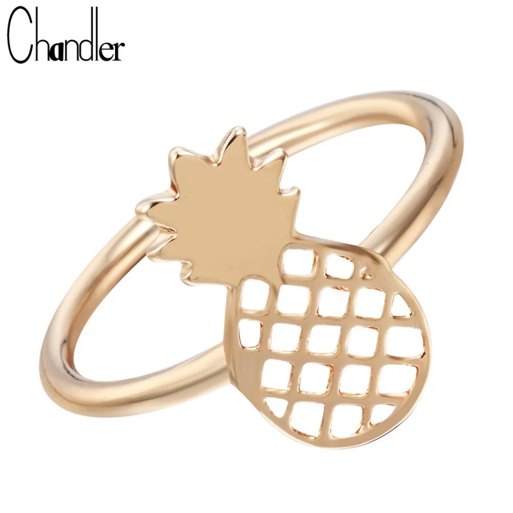 Chandler Simple Pineapple Ring Plain Fruit Charm Wedding Band Pinkie Finger Bagues For Women Fashion Jewelry Luxury Accessaries