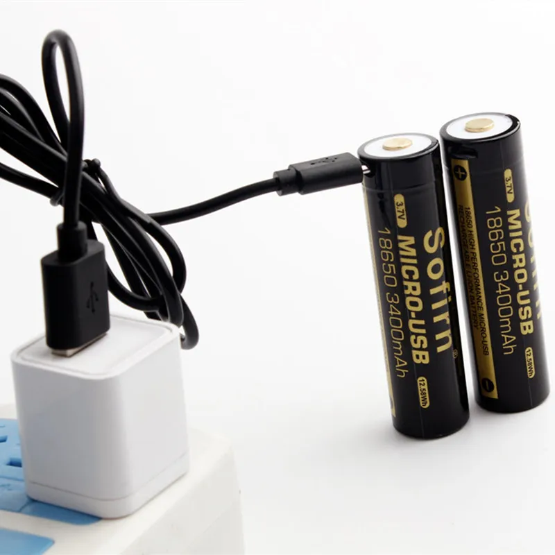 Литий ионный аккумулятор Sofirn 18650 3400 мАч Micro USB 3 7 в|Перезаряжаемые батареи| |