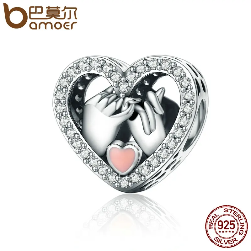 BAMOER Romantic Genuine 925 Sterling Silver Promise For Love Heart Beads fit Original Charm Bracelet DIY Jewelry Gift SCC167 BAMOER Romantic Genuine 925 Sterling Silver Promise For Love Heart Beads fit Original Charm Bracelet DIY Jewelry Gift SCC167