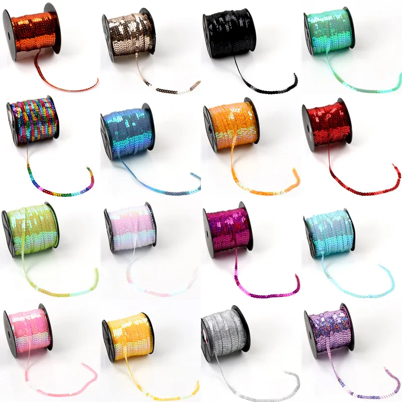 

Garment Decoration Accessory 10 yard/Lot 6mm Loose Round Flat Multicolor Sequins Sewing On Trims For Crafts Children DIY