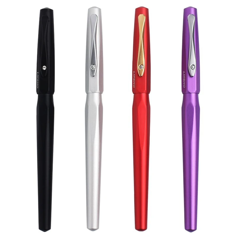 

L&M 291 Metal Fashion Fountain Pen Six Sides Diamond Clip High Quality Ink Pen Smooth Iridium Extra Fine 0.38mm Writing Gift Pen