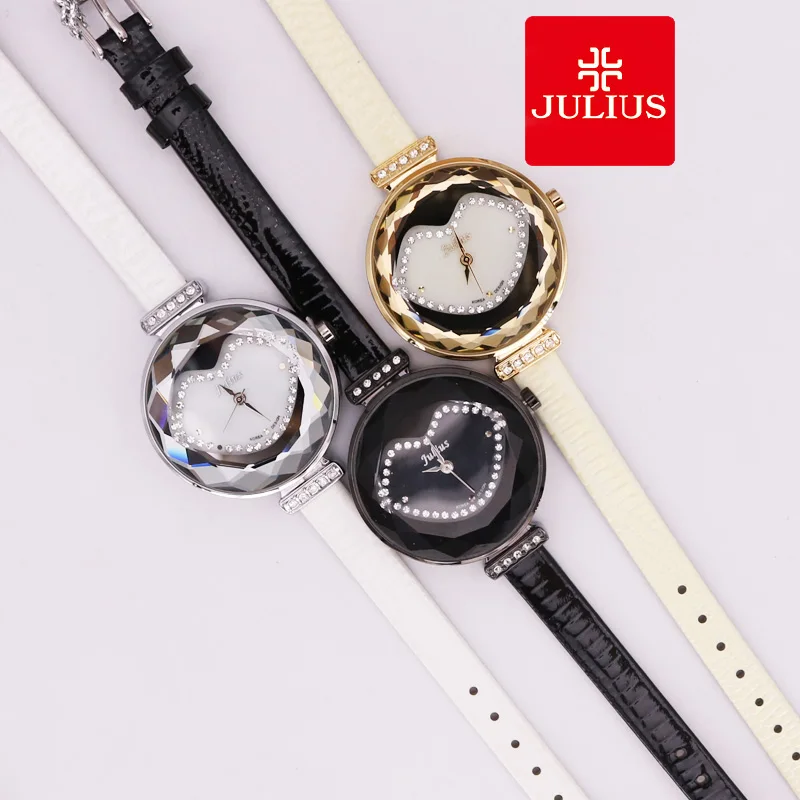 

Top Mother-of-pearl Julius Lady Women's Watch Japan Quartz Hours Retro Clock Fashion Cute Lips Leather Girl's Birthday Gift Box