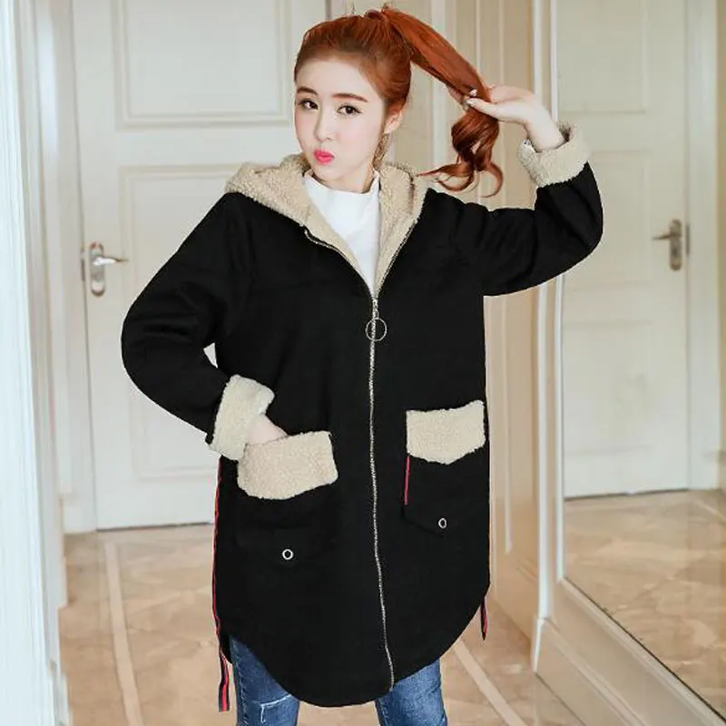 2018 autumn winter fashion women's Denim Jean Jacket fur collar velvet