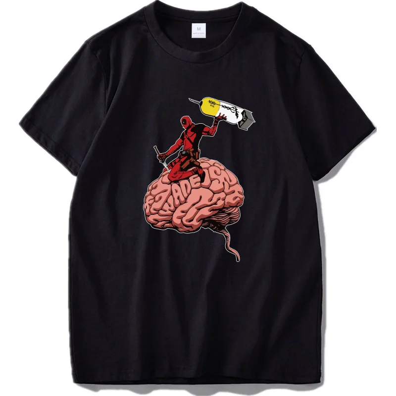 Дэдпул футболка Единорог милый графический принт футболка Homme хлопок радуга цвет аниме футболка США размер хлопок топы - Цвет: Black7