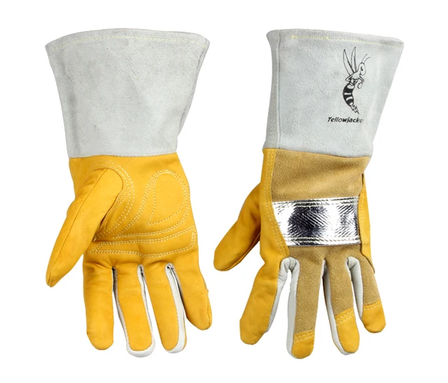 Welding gloves high temperature resistant welder glove cowhide aluminum