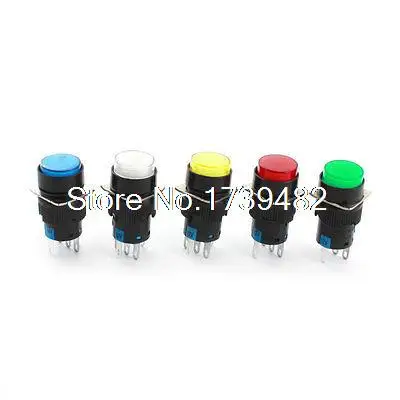 

5 Pcs DC 12V Pilot Light SPDT Self Locking Round Head Pushbutton Switch 16mm
